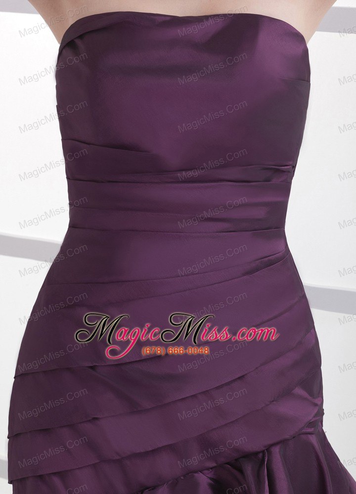wholesale dark purple prom / cocktail dress with ruched knee-length for custom made