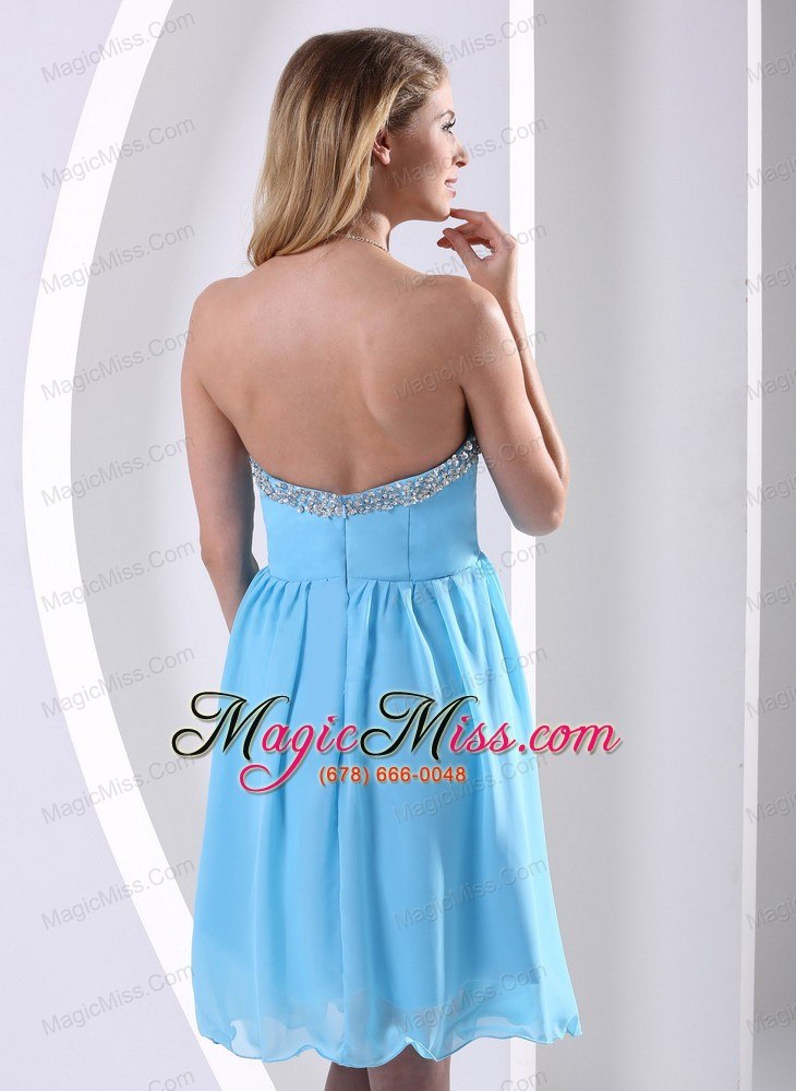 wholesale aqua blue chiffon sweetheart beaded 2013 modest dress a-line knee-length