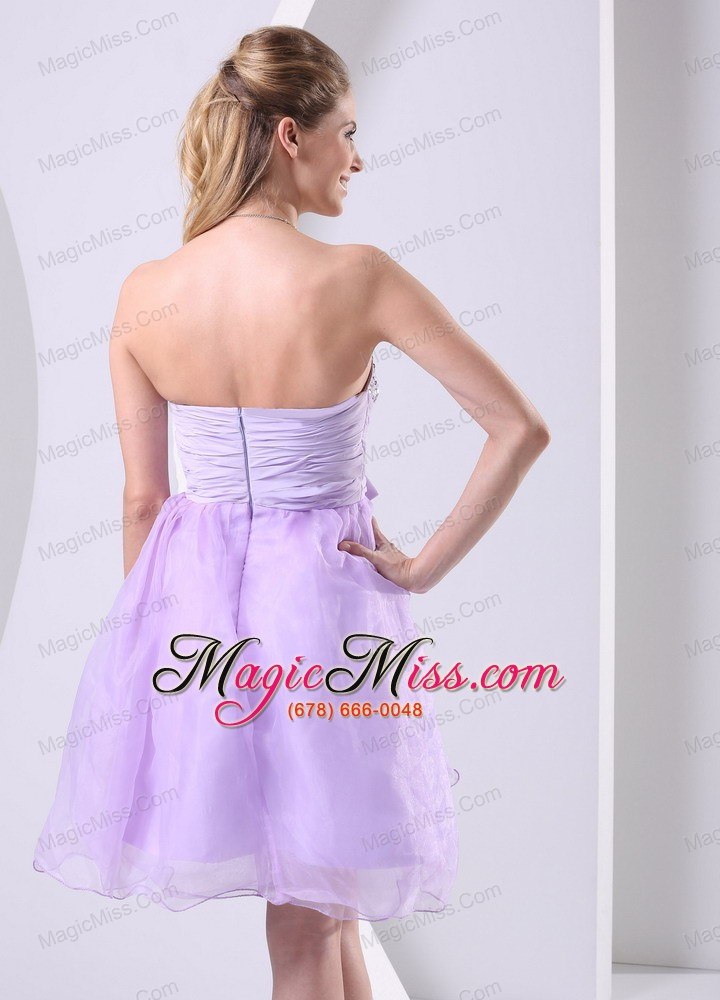 wholesale lilac sweetheart beaded chiffon sash short dress for prom / cocktail knee-length organza