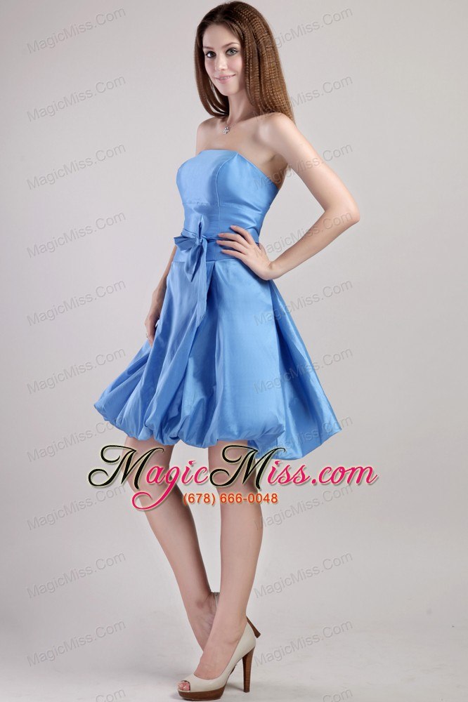 wholesale blue a-line strapless mini-length taffeta prom / homecoming dress