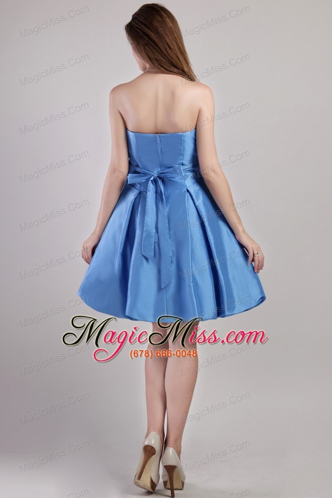 wholesale blue a-line strapless mini-length taffeta prom / homecoming dress