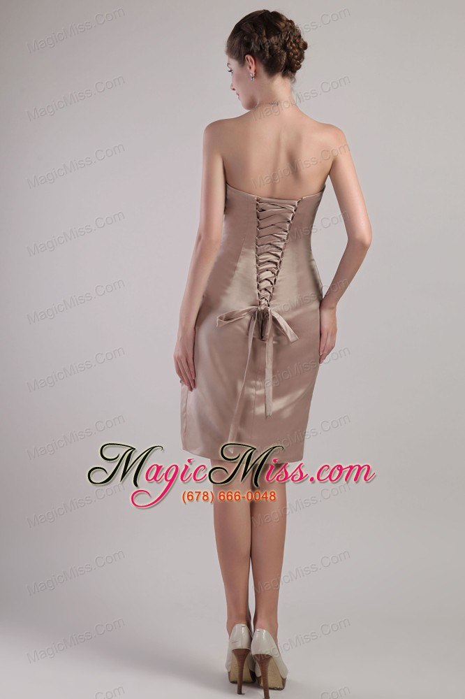 wholesale chocolate column/sheath strapless knee-length satin pleats mother of the bride dreses