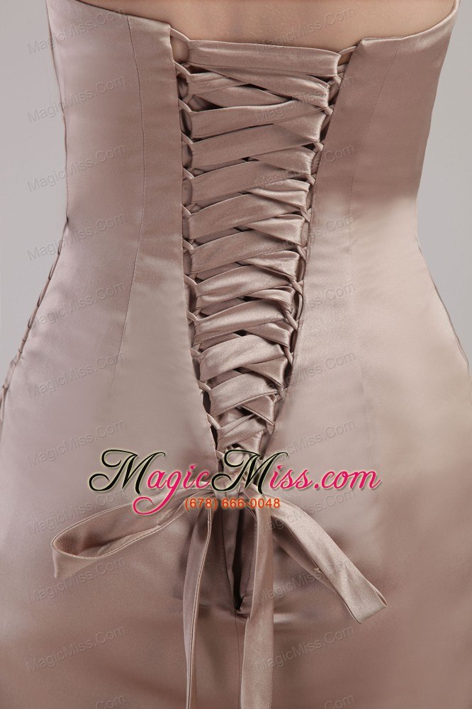 wholesale chocolate column/sheath strapless knee-length satin pleats mother of the bride dreses