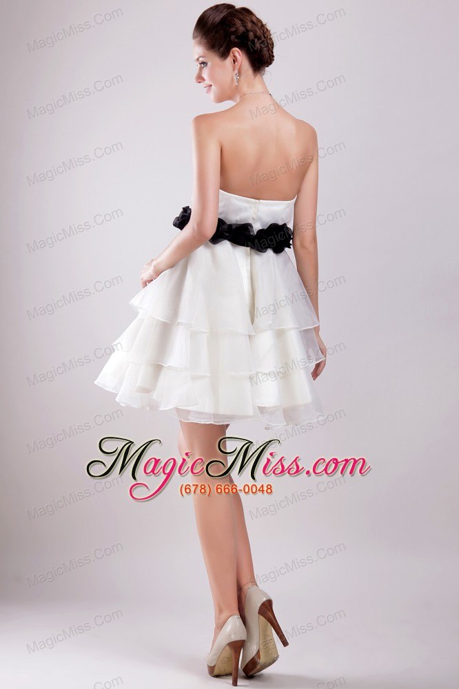 wholesale white a-line / princess sweetheart mini-length organza ruffles prom dress