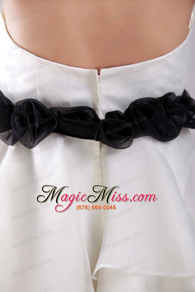 wholesale white a-line / princess sweetheart mini-length organza ruffles prom dress