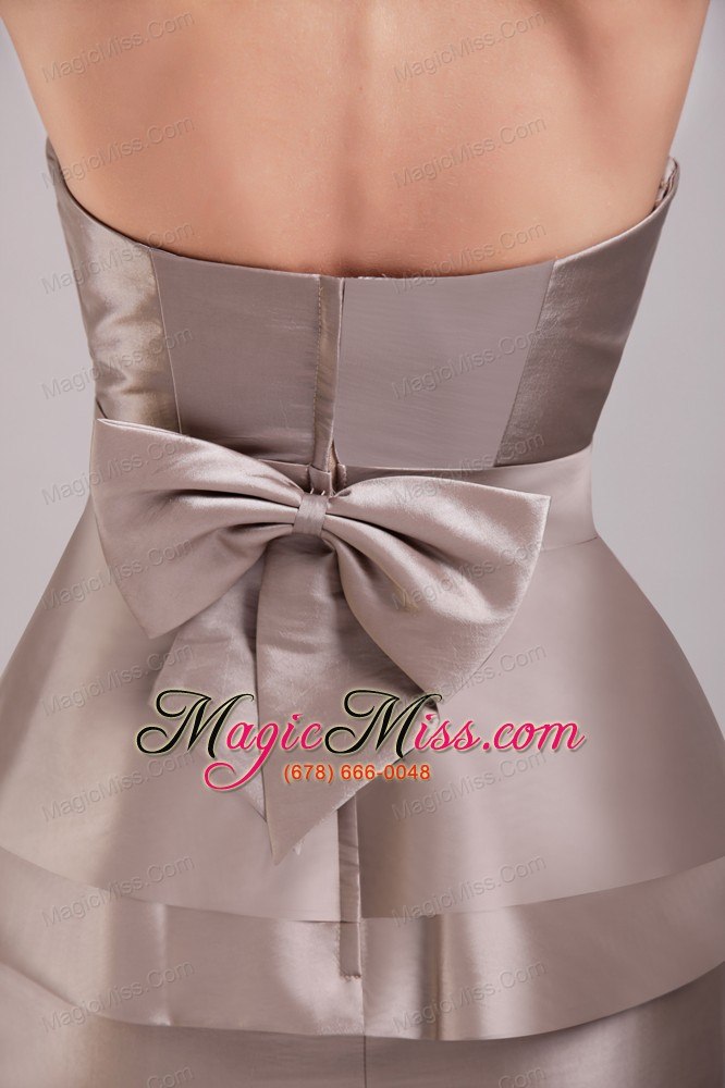 wholesale brown column strapless mini-length taffeta bowknot prom / homecoming dress