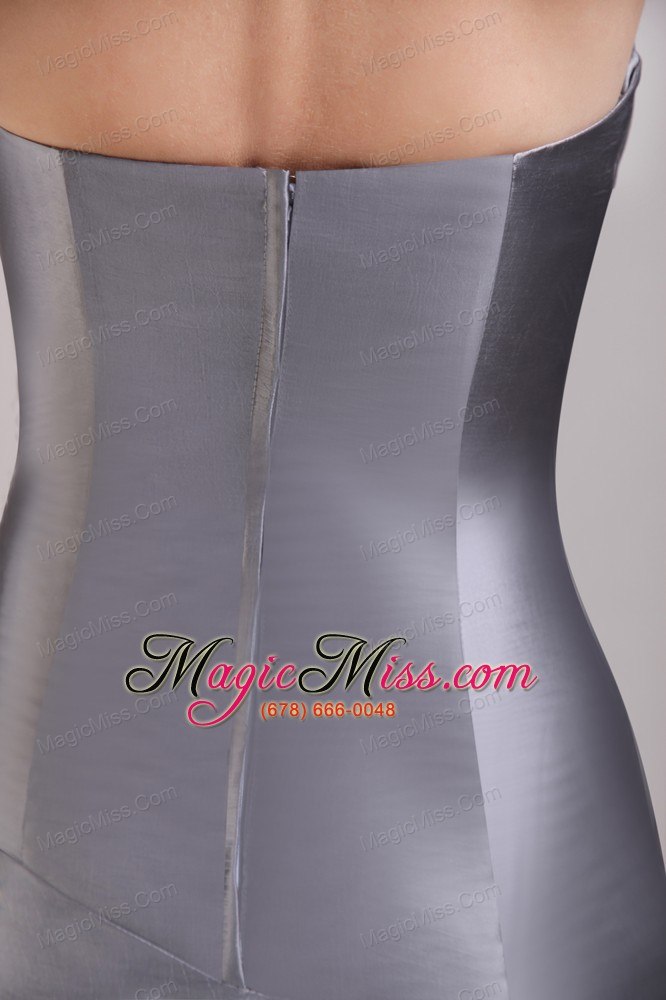wholesale grey column strapless mini-length taffeta ruch prom / cocktail dress