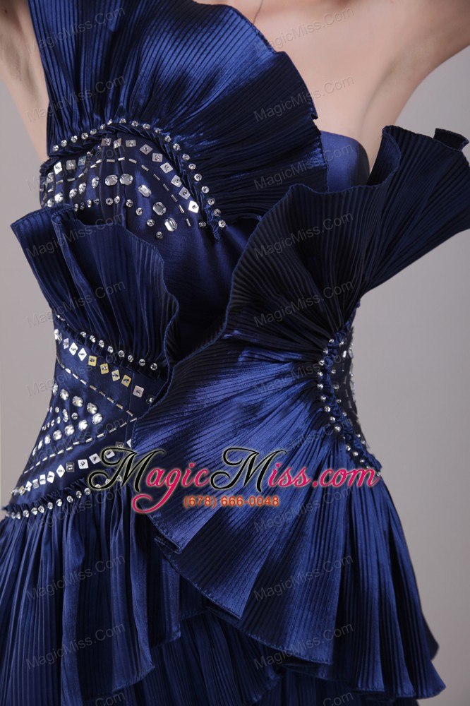 wholesale navy blue column strapless mini-length taffeta beading prom / cocktail dress