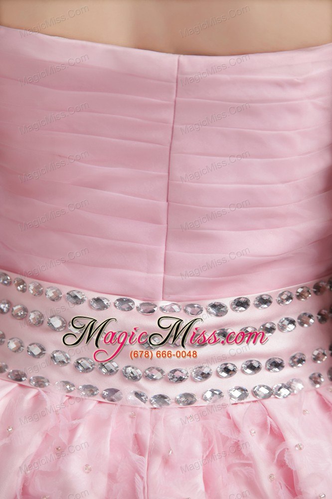 wholesale pink a-line / princess sweetheart knee-length organza beading prom dress