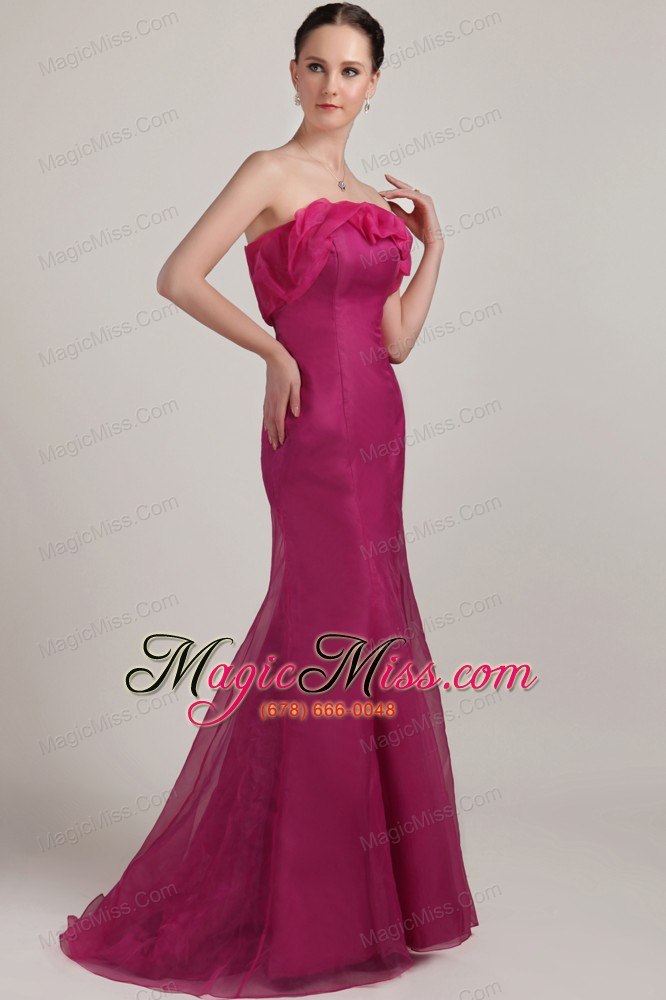 wholesale fuchsia mermaid / trumpet strapless floor-length organza prom dress