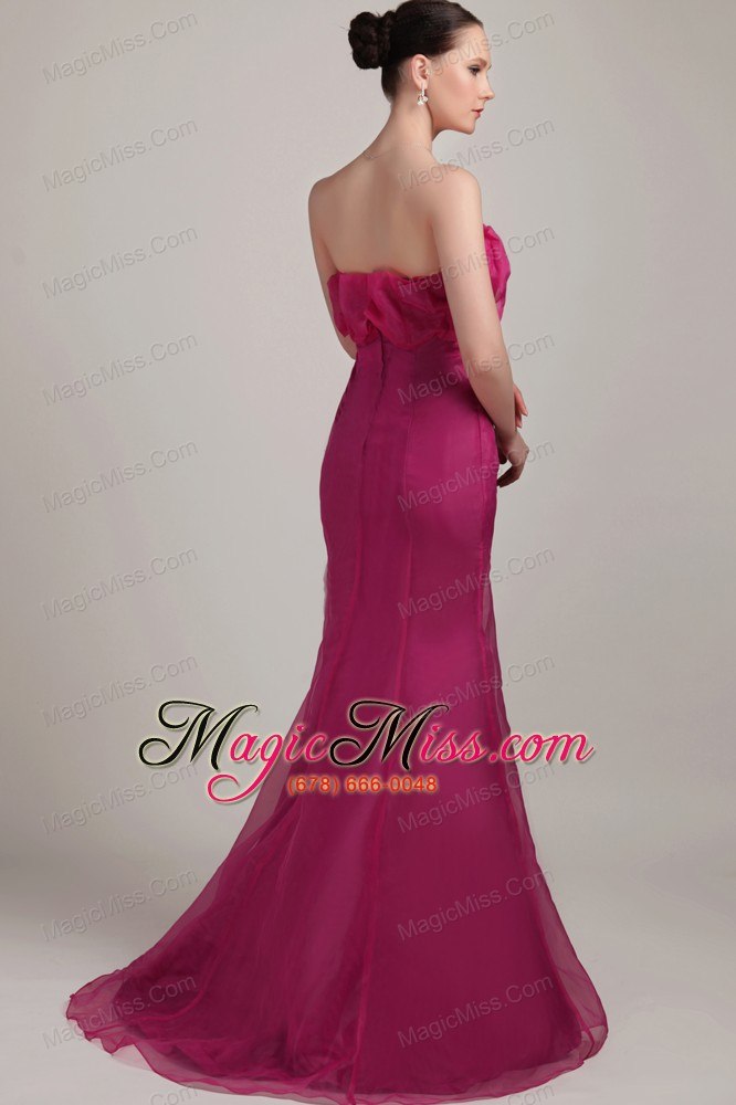 wholesale fuchsia mermaid / trumpet strapless floor-length organza prom dress