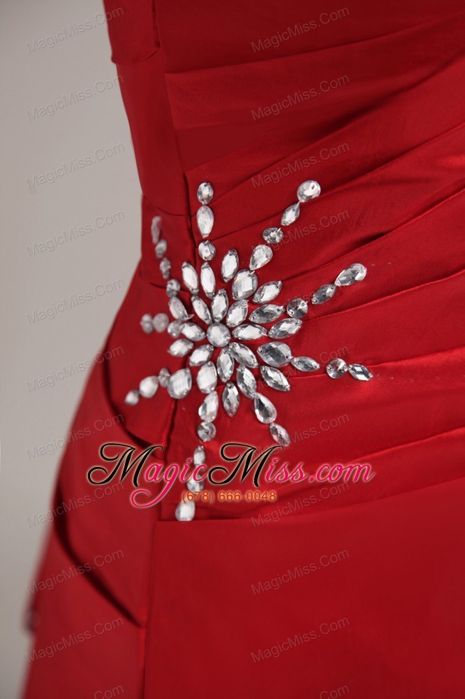 wholesale wine red column/sheath spaghetti straps floor-length taffeta beading prom dress