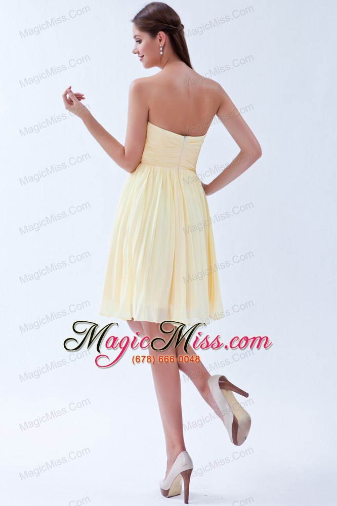 wholesale light yellow empire sweetheart knee-length chiffon pleats prom dress