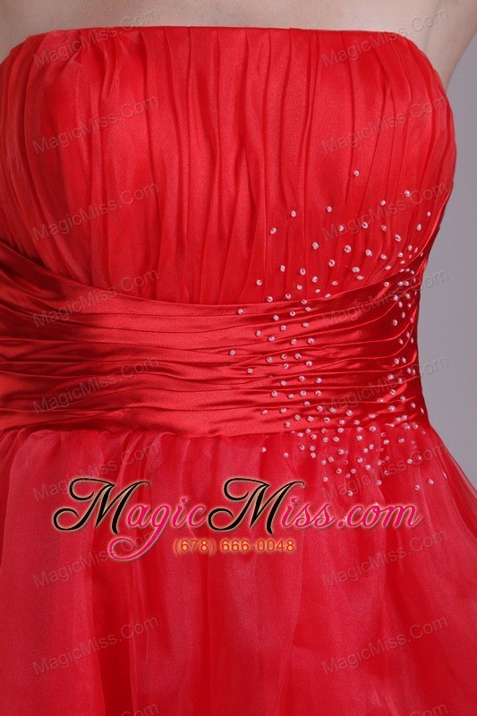 wholesale red a-line strapless short organza beading prom/cocktail dress