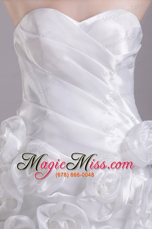 wholesale white a-line / princess sweetheart mini-length taffeta hand flowers prom / homecoming dress