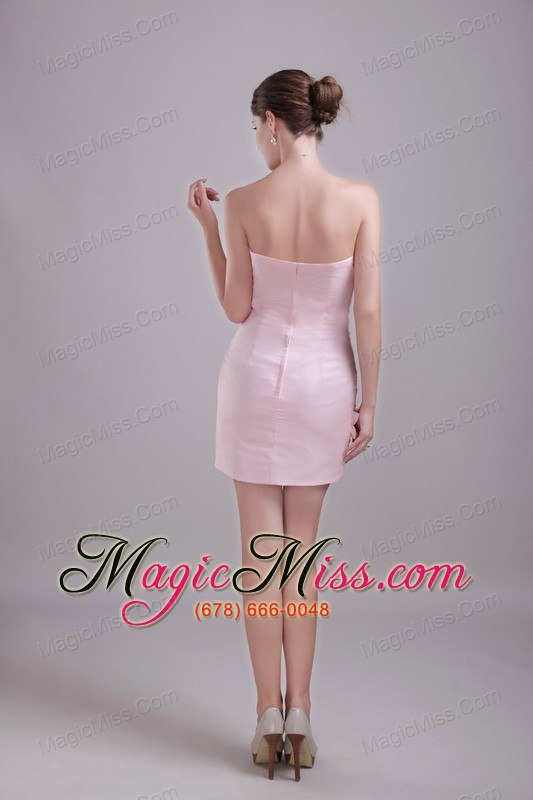 wholesale baby pink column/sheath strapless mini-length taffeta hand flowers prom / homecoming dress