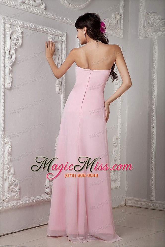 wholesale cheap baby pink prom dress empire strapless chiffon beading floor-length