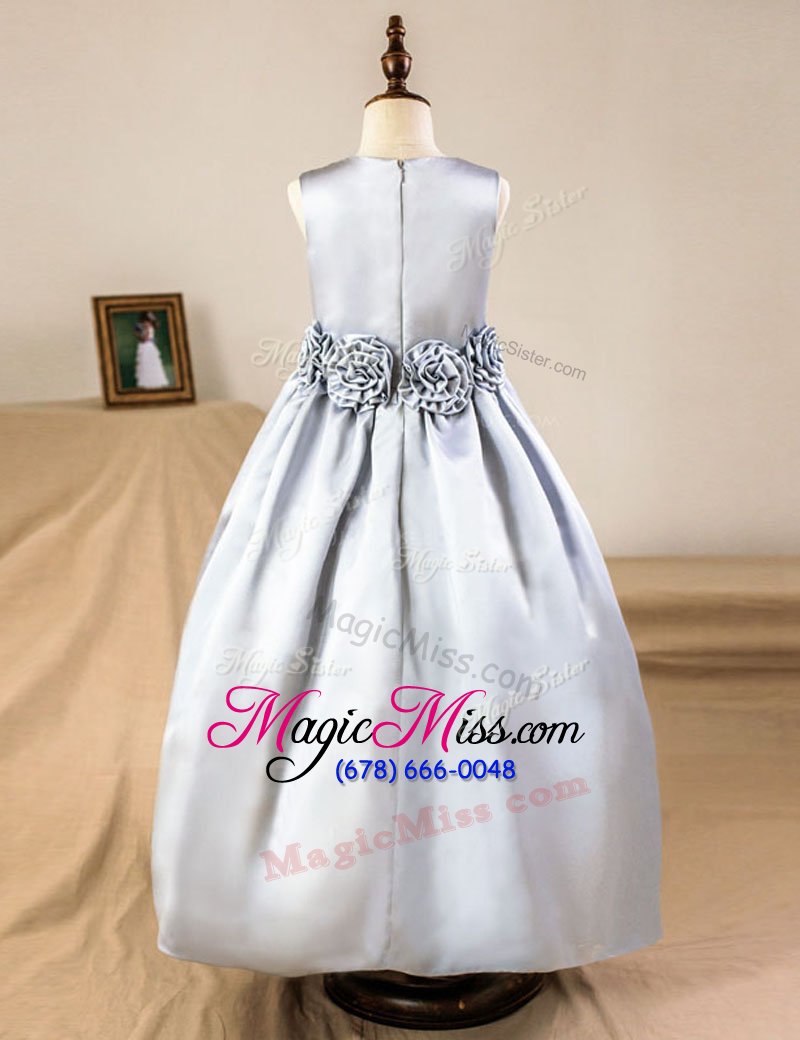 wholesale glorious floor length silver flower girl dresses square sleeveless zipper