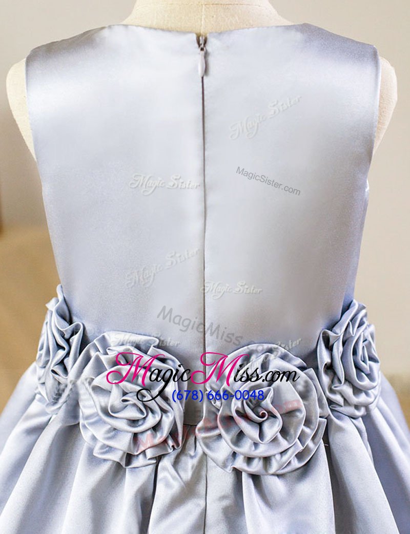 wholesale glorious floor length silver flower girl dresses square sleeveless zipper