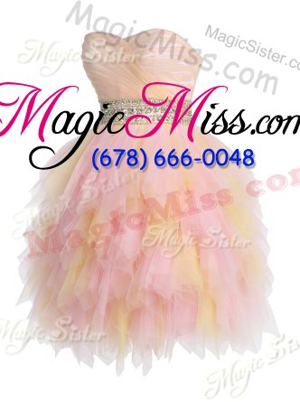wholesale inexpensive mini length zipper pageant dress for teens multi-color and in for prom and party with beading and ruffled layers