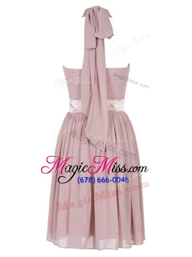 wholesale dramatic sweetheart sleeveless backless prom evening gown baby pink chiffon