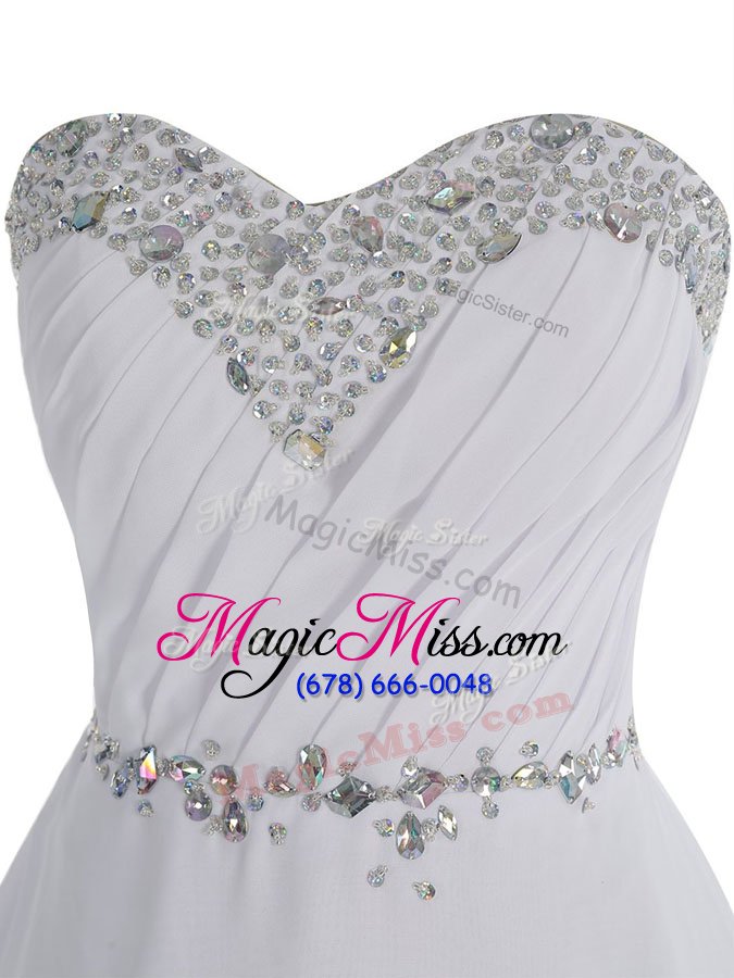 wholesale hot sale white sleeveless mini length beading zipper hoco dress