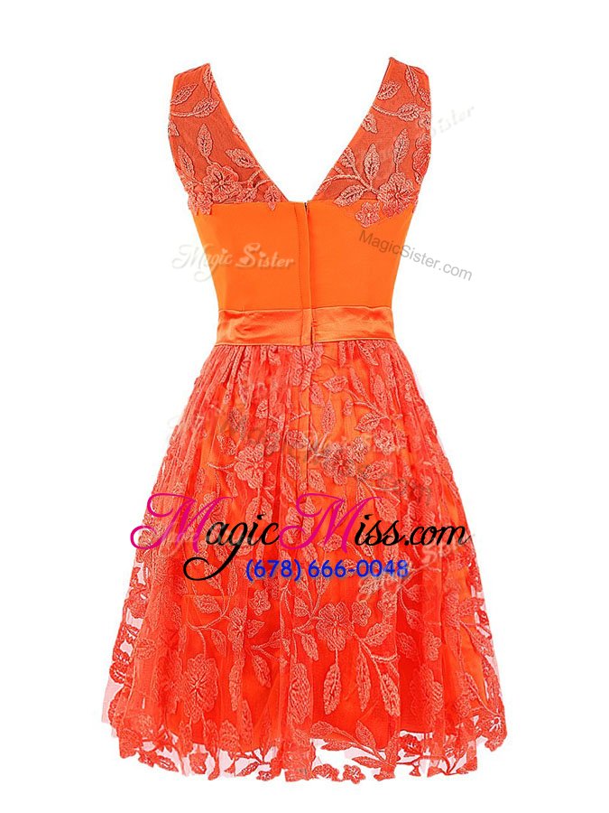 wholesale vintage orange column/sheath lace scoop sleeveless lace mini length zipper party dress wholesale