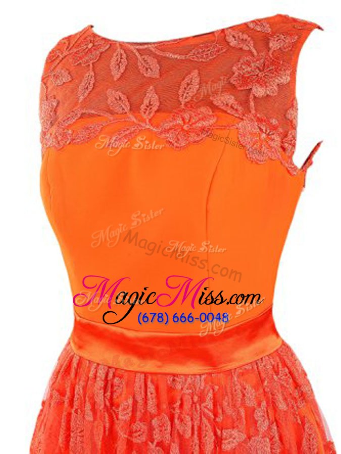 wholesale vintage orange column/sheath lace scoop sleeveless lace mini length zipper party dress wholesale