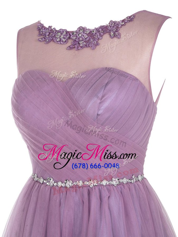 wholesale simple lavender scoop neckline beading and appliques homecoming dress sleeveless zipper
