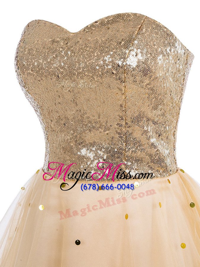 wholesale popular organza sweetheart sleeveless lace up sequins pageant dress womens in champagne