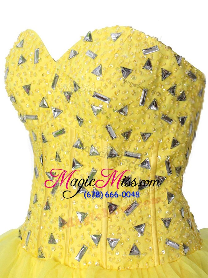 wholesale mini length zipper cocktail dress yellow and in for prom and party with beading and ruffled layers