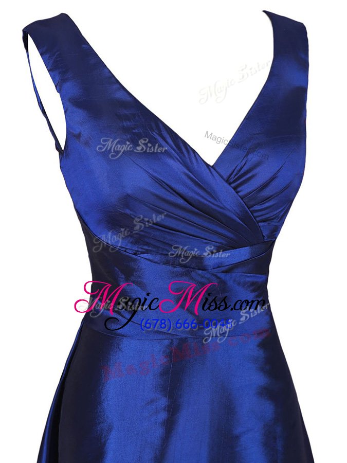 wholesale amazing knee length navy blue satin sleeveless sashes|ribbons