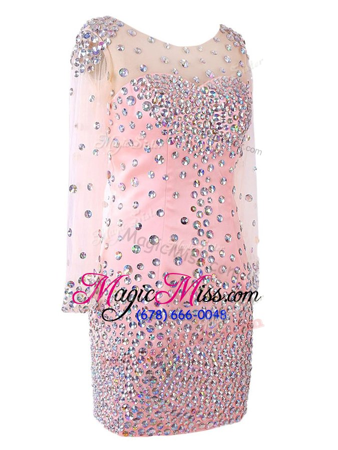 wholesale unique scoop long sleeves zipper mini length beading prom party dress