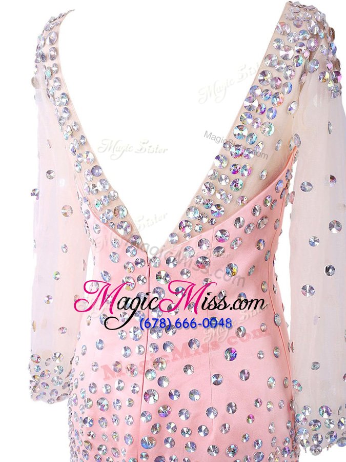 wholesale unique scoop long sleeves zipper mini length beading prom party dress