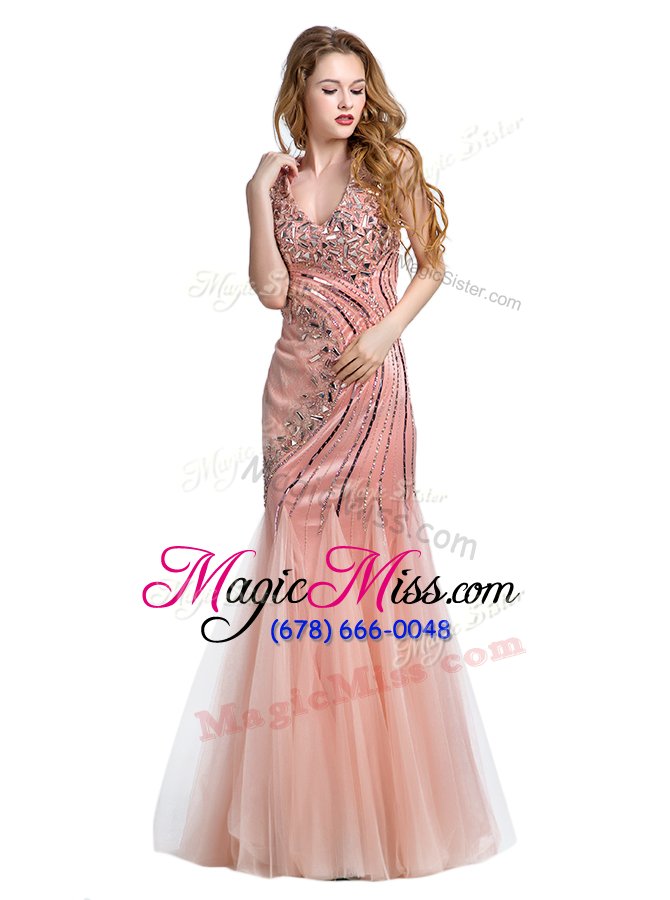 wholesale most popular mermaid baby pink lace up military ball dresses for women beading sleeveless floor length