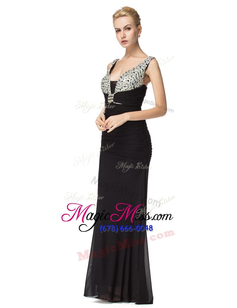wholesale floor length zipper juniors evening dress black and in for prom and party with beading