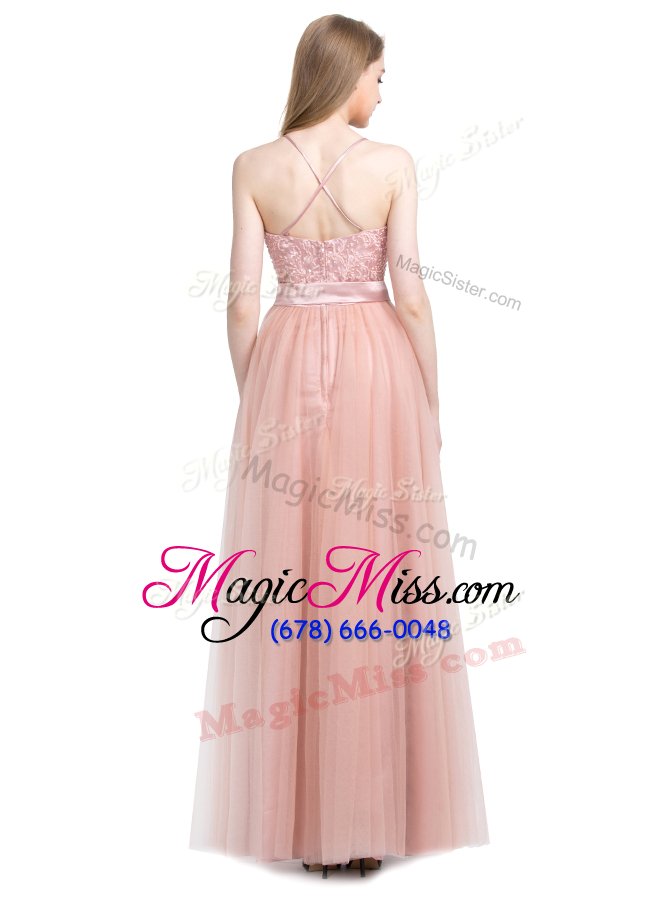 wholesale shining beading prom evening gown pink zipper sleeveless floor length