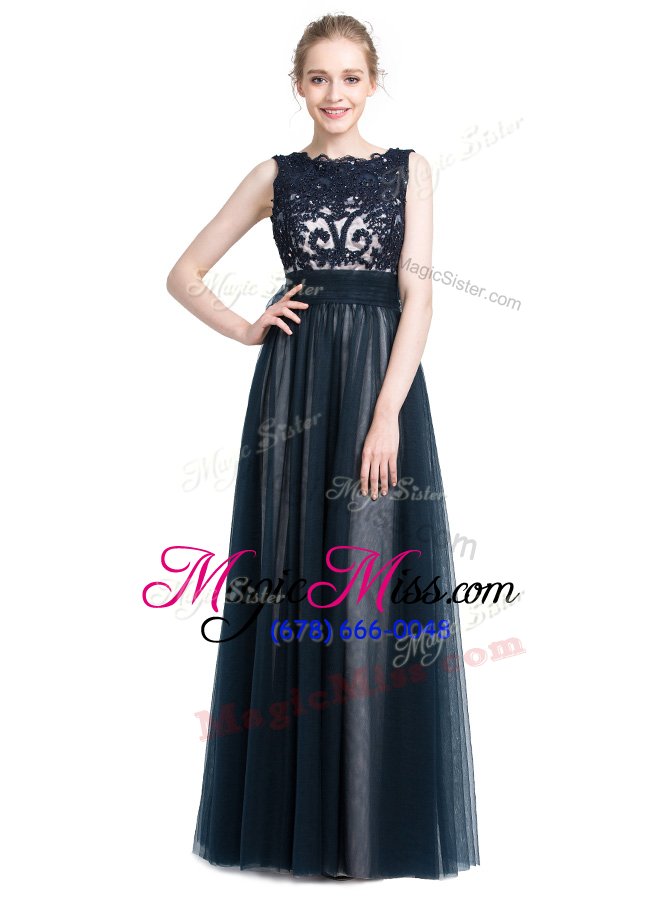 wholesale tulle scalloped sleeveless zipper beading and lace military ball gowns in black