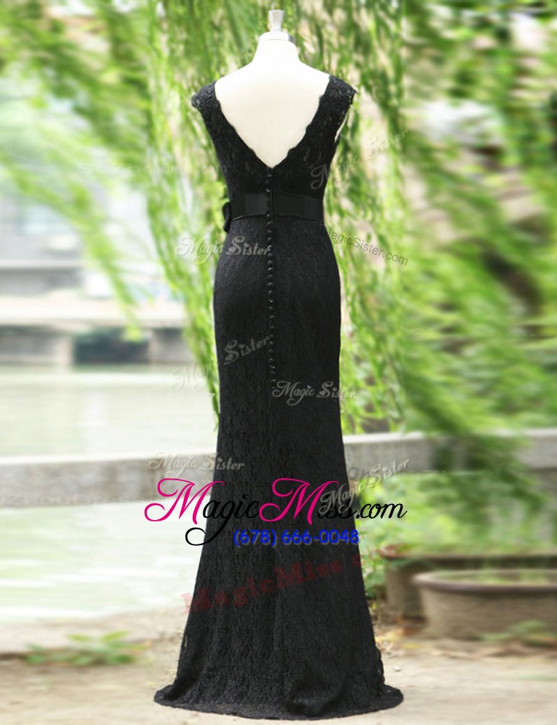 wholesale nice mermaid scoop black sleeveless lace floor length celebrity dresses