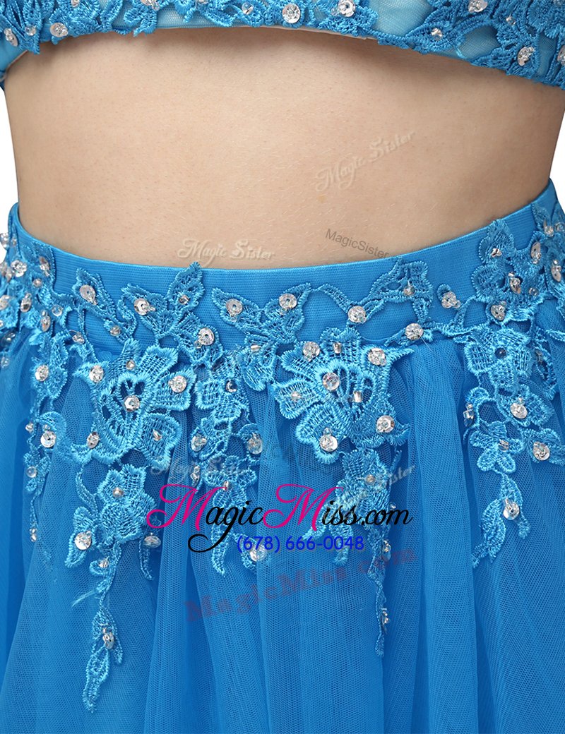 wholesale best bateau sleeveless tulle dress for prom beading and appliques zipper