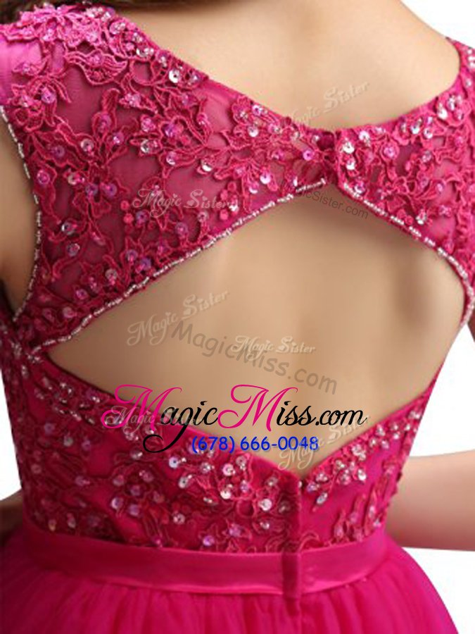 wholesale mini length zipper prom dresses hot pink and in for prom and party with beading and appliques