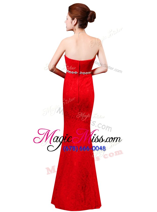 wholesale unique sleeveless zipper floor length beading and lace homecoming dress