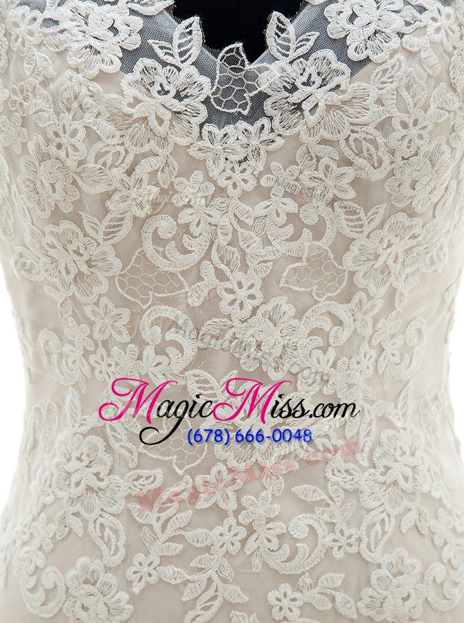 wholesale mermaid lace wedding gown white zipper sleeveless with brush train