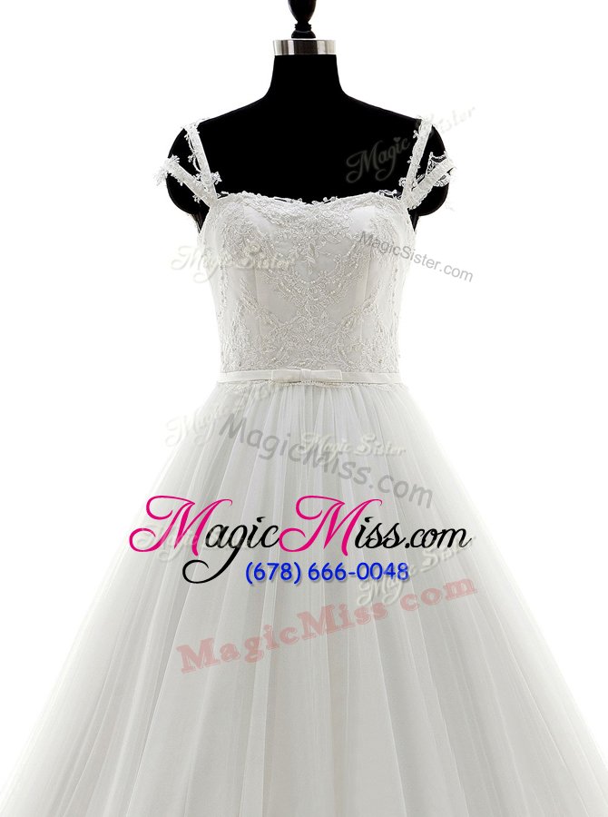 wholesale sumptuous with train lace up wedding dress white and in for wedding party with lace and appliques brush train