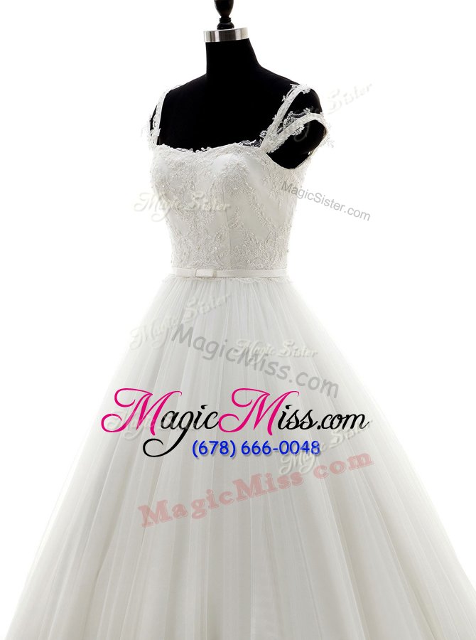 wholesale sumptuous with train lace up wedding dress white and in for wedding party with lace and appliques brush train