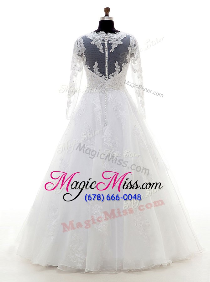 wholesale exceptional long sleeves beading and lace and appliques clasp handle wedding dress