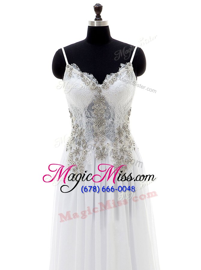 wholesale fabulous white backless bridal gown beading and appliques sleeveless floor length