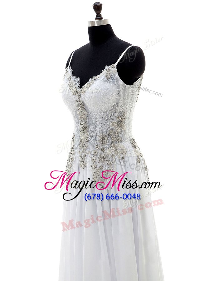 wholesale fabulous white backless bridal gown beading and appliques sleeveless floor length