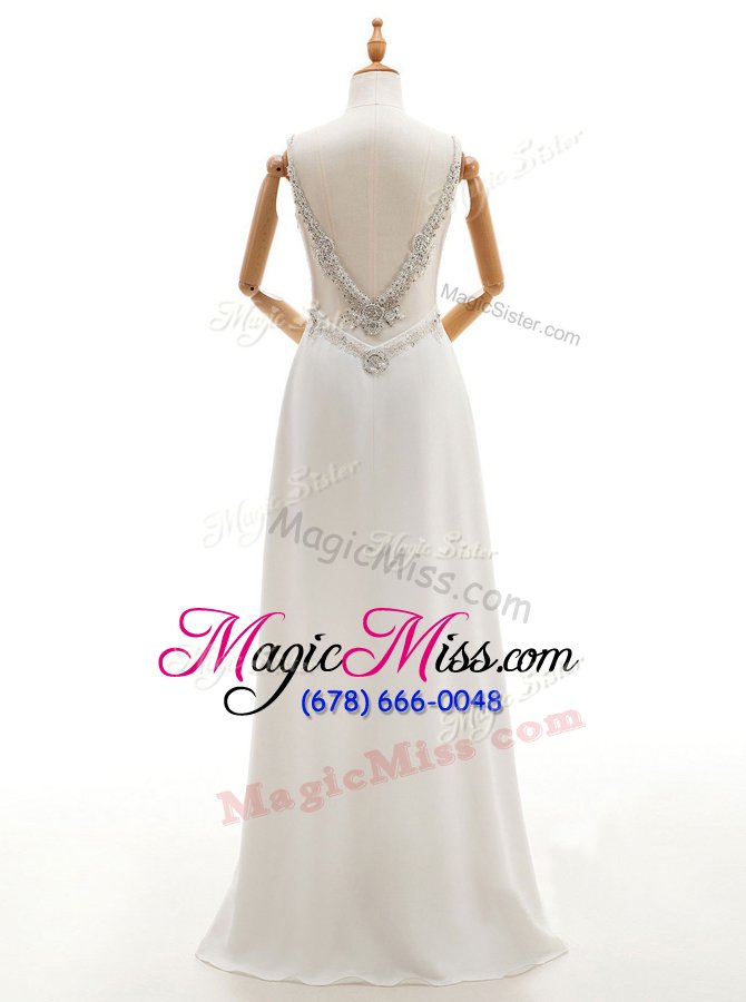 wholesale white straps backless beading wedding dress sleeveless