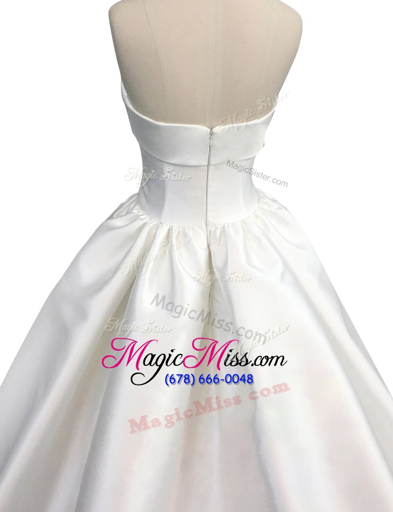 wholesale extravagant white sleeveless with train ruching zipper wedding dresses